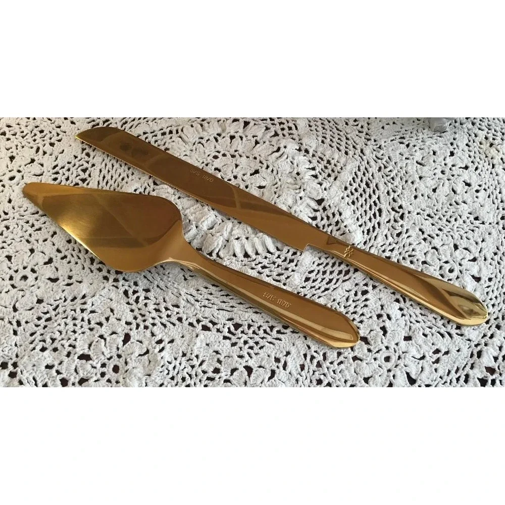 Weddingstar Cake Topper Lefton China Bowl Einsley Gold Tone Knife and Server Set